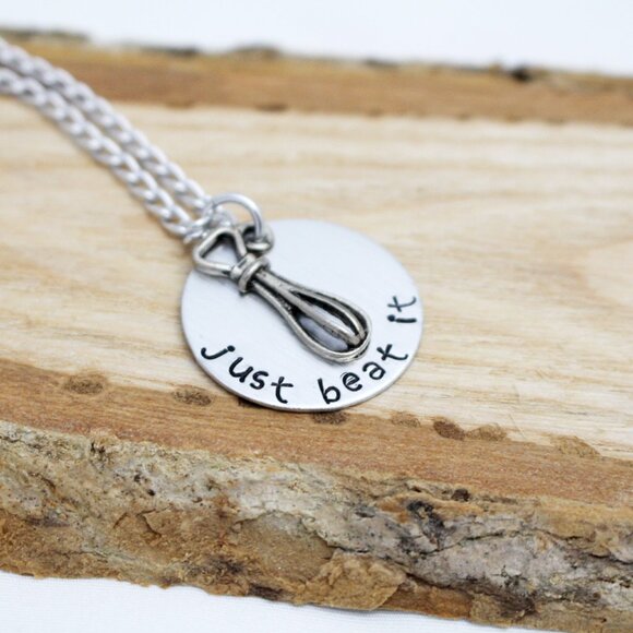 Just Beat It - Hand Stamped Pendant Necklace - Handmade & Hypoallergenic - Picture 2 of 5